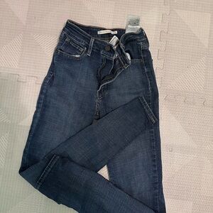 Medium-Dark Blue Skinny Jeans with Faded Details